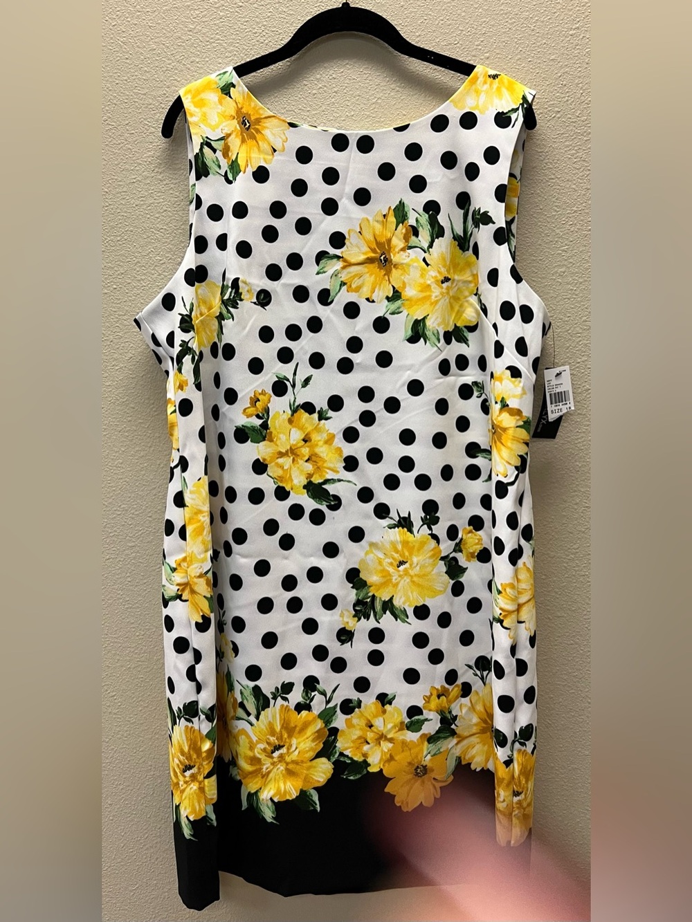 ALYX New/Tags Sheath Dress 18 Yellow/Black/White Floral/Dots